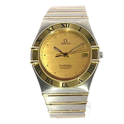 Omega Constellation 95 Ref. 1202.10.00 Edelstahl Gelbgold Herrenarmbanduhr, Champagner-Zifferblatt, Automatikwerk, Datum, Chronometer