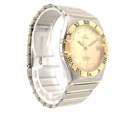 Omega Constellation 95 Ref. 1202.10.00 Armbanduhr mit Edelstahl/Gelbgold Gehäuse, champagnerfarbenem Zifferblatt und römischen Indizes