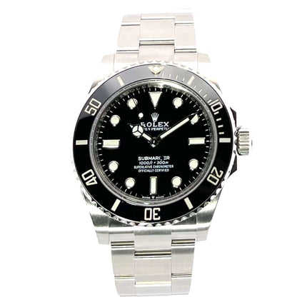 Rolex Submariner 124060 No Date Edelstahl Oysterband Lünette schwarze Keramik Einlage, Leuchtindizes und Automatikwerk Kaliber Rolex 3230