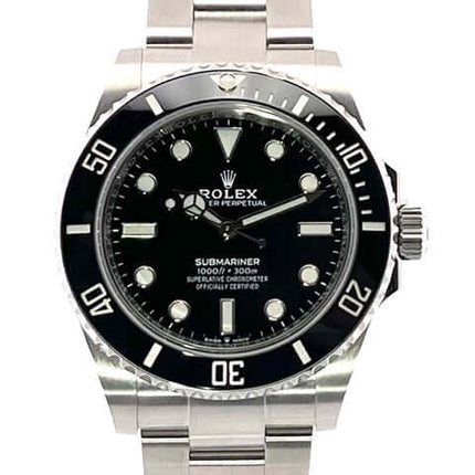 Rolex Submariner 124060 No Date Edelstahlgehäuse, schwarze Lünette und Zifferblatt, aufgesetzte Leuchtindizes, Oysterarmband