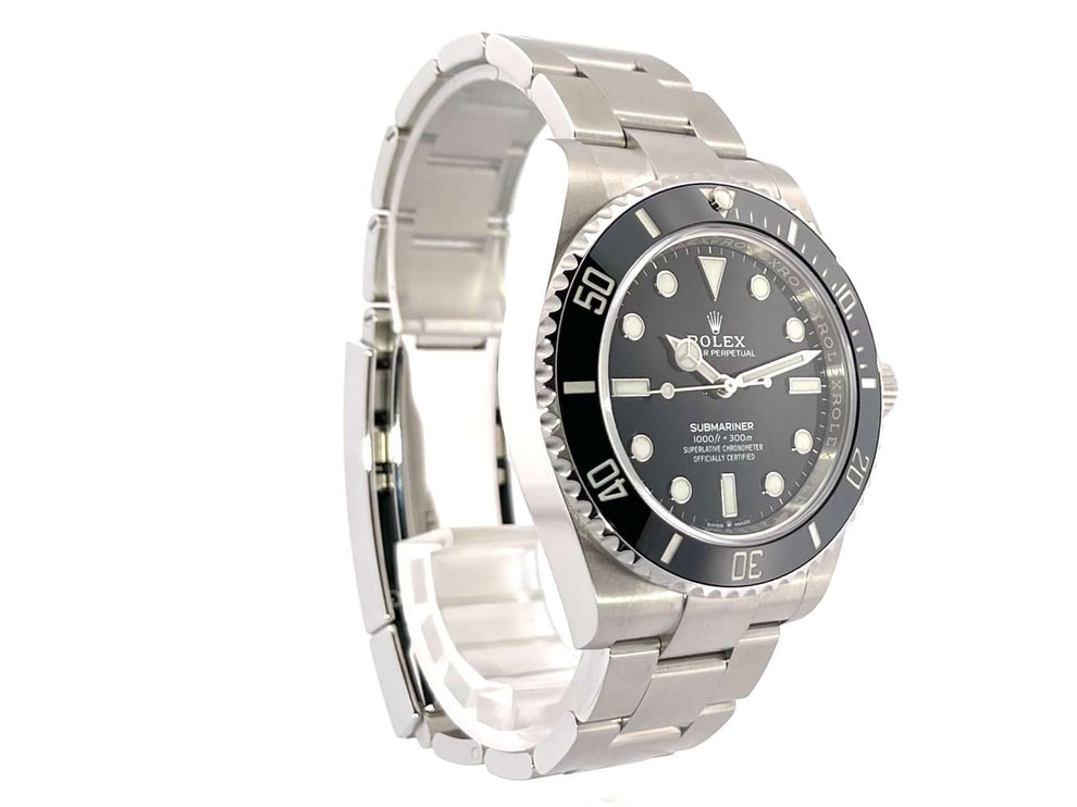 Rolex Submariner 124060 No Date, Edelstahlgehäuse, schwarze Keramik Lünette, Oyster Edelstahlband, 41 mm Durchmesser, 2021 Modell