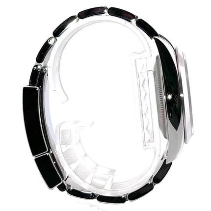 Seitenansicht Rolex Explorer 36 Edelstahl Armband poliert und satiniert, Ref. 124270, 2021, Oyster Edelstahl Armband mit Faltschließe