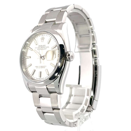 Rolex Datejust 36 Oystersteel Ref. 126200 Silber, Edelstahlgehäuse, silbernes Zifferblatt, Automatik, 36 mm Durchmesser, Luxusarmbanduhr