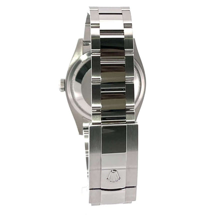 Rückseite der Rolex Datejust 36 Oystersteel Ref. 126200 Silber aus Edelstahl mit Faltschließe.