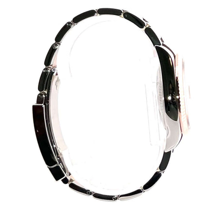 Seitliche Ansicht der Rolex Datejust 36 Oystersteel Everose-Gold 126231 mit poliertem und satiniertem Edelstahl-/Everose-Gold-Armband.