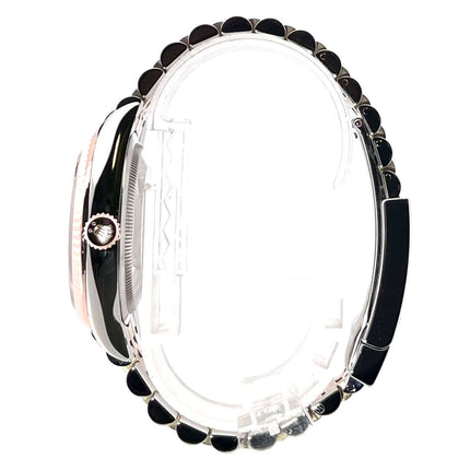 Seitenansicht der Rolex Datejust 36 Oystersteel/Everose-Gold 126231 mit Jubilé-Armband und Rhodium-Zifferblatt