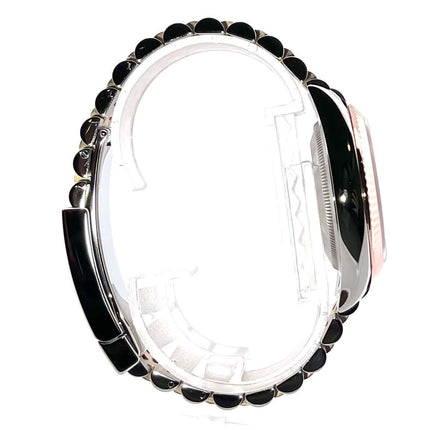 Seitenansicht Rolex Datejust 36 Oystersteel Everose-Gold 126231 mit Jubile-Band in Edelstahl und Everose-Gold