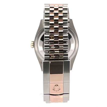 Rückseite Rolex Datejust 36 Oystersteel Everose-Gold 126231 mit Jubilé-Armband aus Edelstahl und 18 kt Everose-Gold