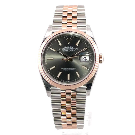 Rolex Datejust 36 Oystersteel Everose-Gold Ref. 126231 mit dunklem Rhodium-Zifferblatt und Jubilé-Armband aus Edelstahl und Everose-Gold