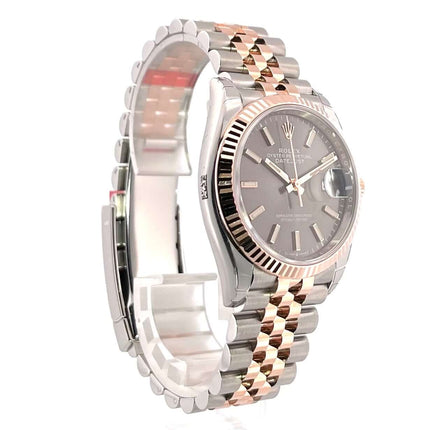 Rolex Datejust 36 Oystersteel Everose-Gold 126231 mit dunklem Rhodium Zifferblatt und Jubilé Armband in Edelstahl und Roségold