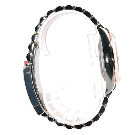 Seitenansicht der Rolex Datejust 36 Oystersteel Everose-Gold mit Rhodium Jubile-Band