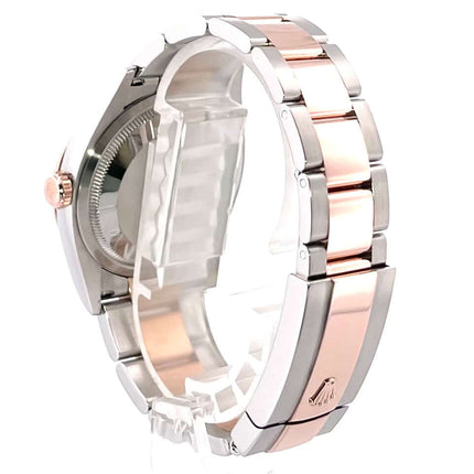 Rückseite der Rolex Datejust 36 Oystersteel Everose-Gold 126231 mit Edelstahl- und 18 kt Everose-Gold-Armband