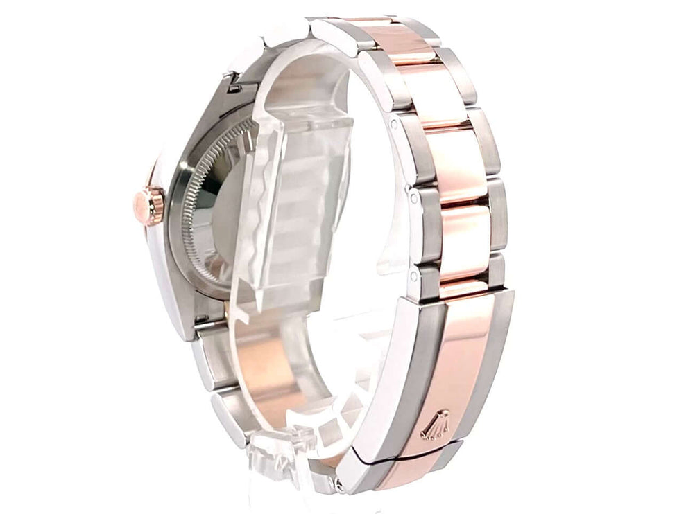 Rückseite der Rolex Datejust 36 Oystersteel Everose-Gold 126231 mit Edelstahl- und 18 kt Everose-Gold-Armband