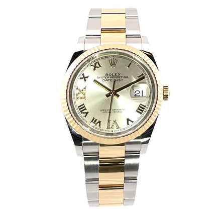 Rolex Datejust 36 Oystersteel Gelbgold 126233 Silber Römisch Diamant Edelstahl Gelbgold Armband mit Faltschließe 2021 Uhr