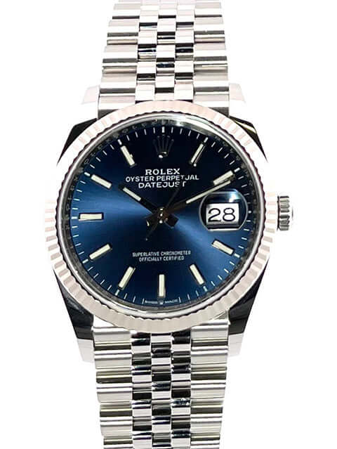 Rolex Datejust 36 Oystersteel Weißgold 126234 Blau Jubile-Band aus