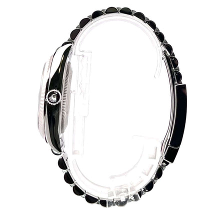 Seitenansicht Rolex Datejust 36 Oystersteel Weißgold 126234 Blaues Zifferblatt Jubile-Band