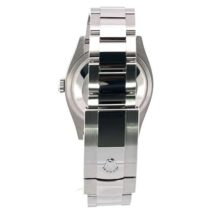 Rückansicht der Rolex Datejust 36 Oystersteel Weißgold 126234 mit Edelstahlband und Faltschließe.