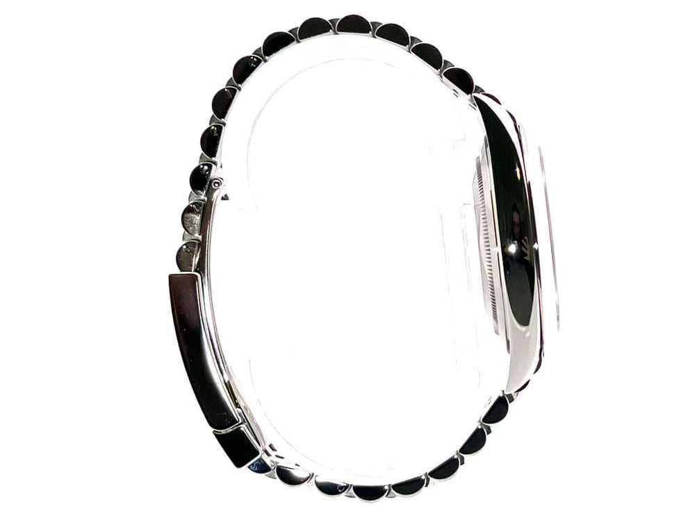 Rolex Datejust 41 Edelstahl 126300, Seitenansicht des polierten und satinierten Edelstahlgehäuses und Jubile-Bands.