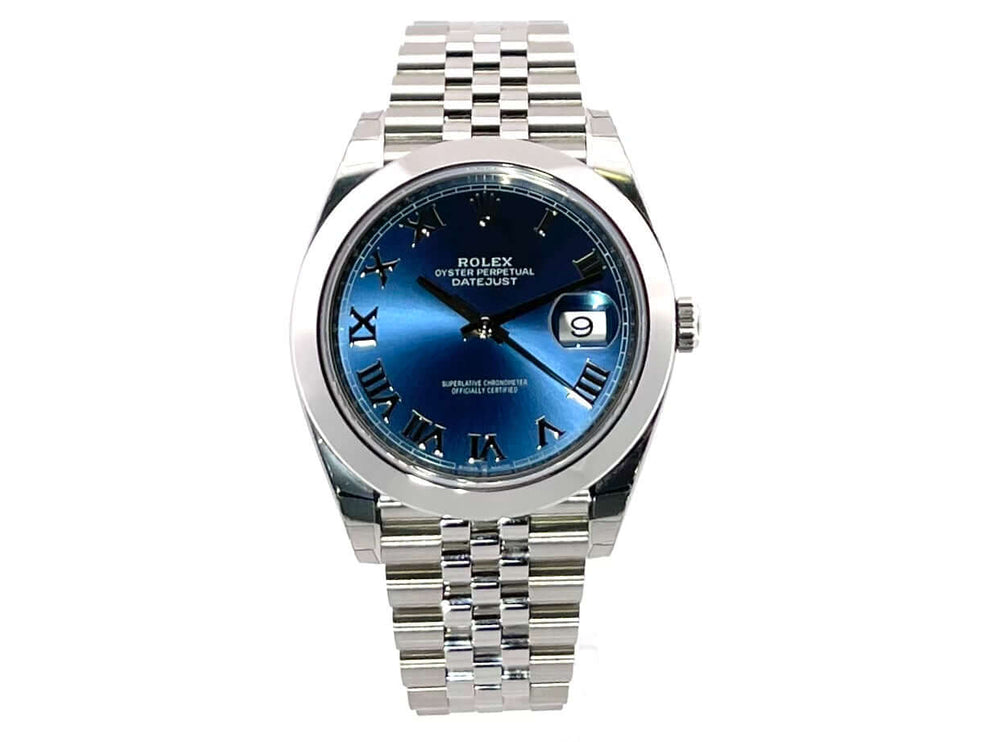 Rolex Datejust 41 Oystersteel 126300 blau Römisch Zifferblatt, Edelstahlgehäuse und Jubile-Band, Automatikwerk, Datumsanzeige.