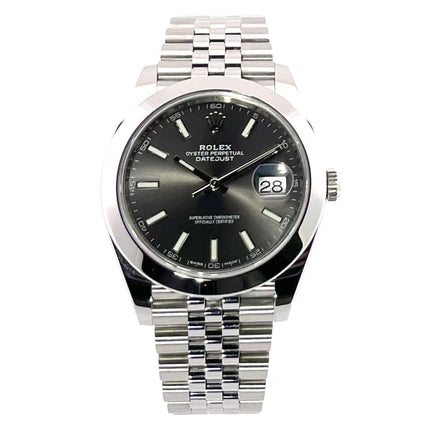 Rolex Datejust 41 Edelstahl 126300 Rhodium Zifferblatt, Jubile-Armband aus Edelstahl, polierte Lünette, Automatikwerk, Chronometer, Modell aus 2019