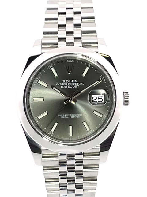 Rolex Datejust 41 Edelstahl 126300 Rhodium Zifferblatt mit Jubile-Band und polierte Edelstahl Lünette, Uhr aus 2020 mit 70 Stunden Gangreserve