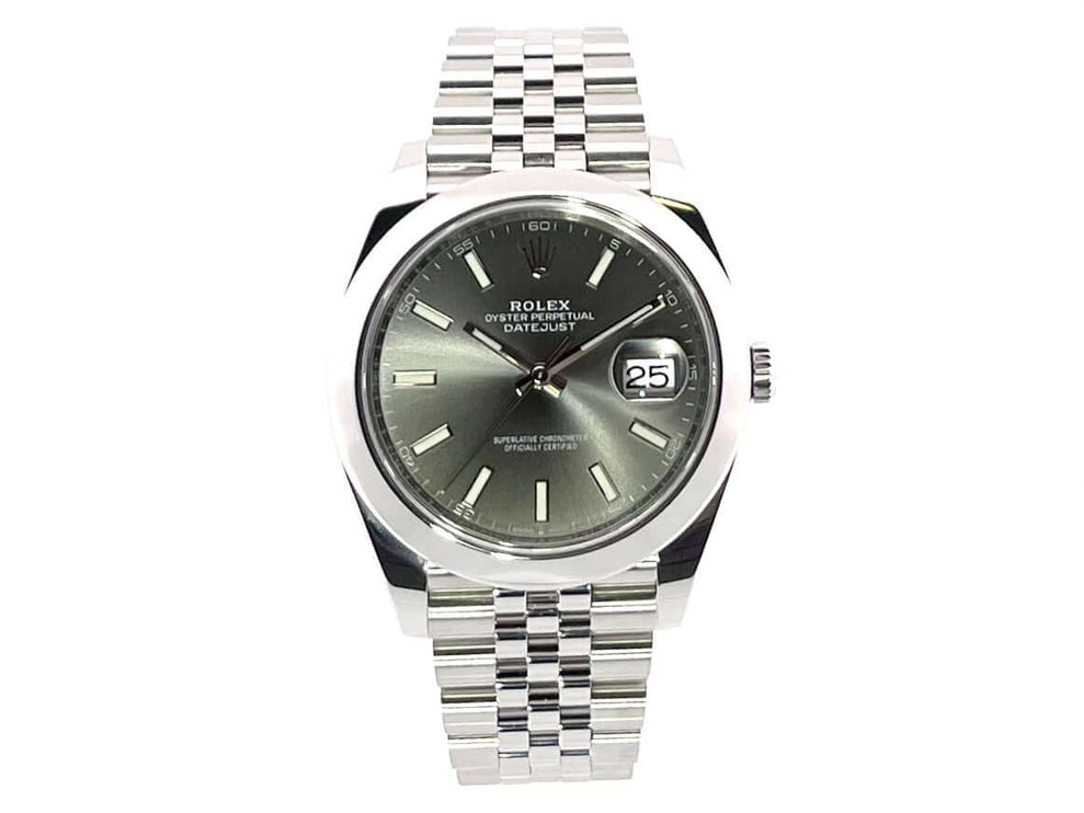 Rolex Datejust 41 Edelstahl 126300 Rhodium Zifferblatt und Jubile-Band, polierte und satinierte Edelstahlgehäuse, 70 Stunden Gangreserve.