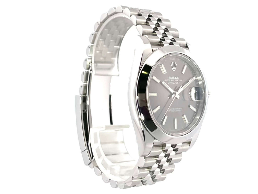 Rolex Datejust 41 Edelstahl 126300 Rhodium Zifferblatt mit Jubile-Band aus Edelstahl, 41 mm poliertes Gehäuse, Automatikwerk.
