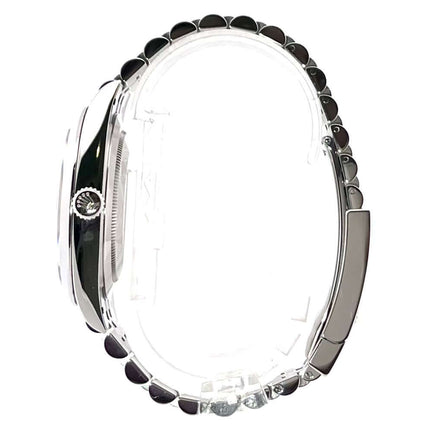 Rolex Datejust 41 Edelstahl 126300 Seitenansicht mit poliertem Edelstahlgehäuse und Jubile-Armband