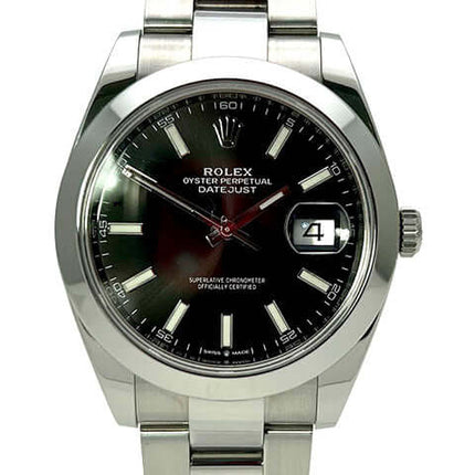 Rolex Datejust 41 Edelstahl 126300 Schwarz mit Oyster-Band und schwarzem Zifferblatt, polierte und satinierte Oberfläche, Datum, 41mm Gehäuse