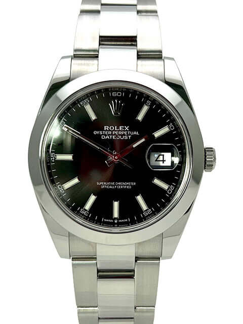 Rolex Datejust 41 Edelstahl 126300 Schwarz mit Oyster-Band und schwarzem Zifferblatt, polierte und satinierte Oberfläche, Datum, 41mm Gehäuse
