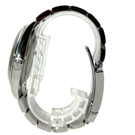 Seitenansicht Rolex Datejust 41 Edelstahl 126300 Schwarz mit poliertem Edelstahl-Gehäuse und Oyster-Band