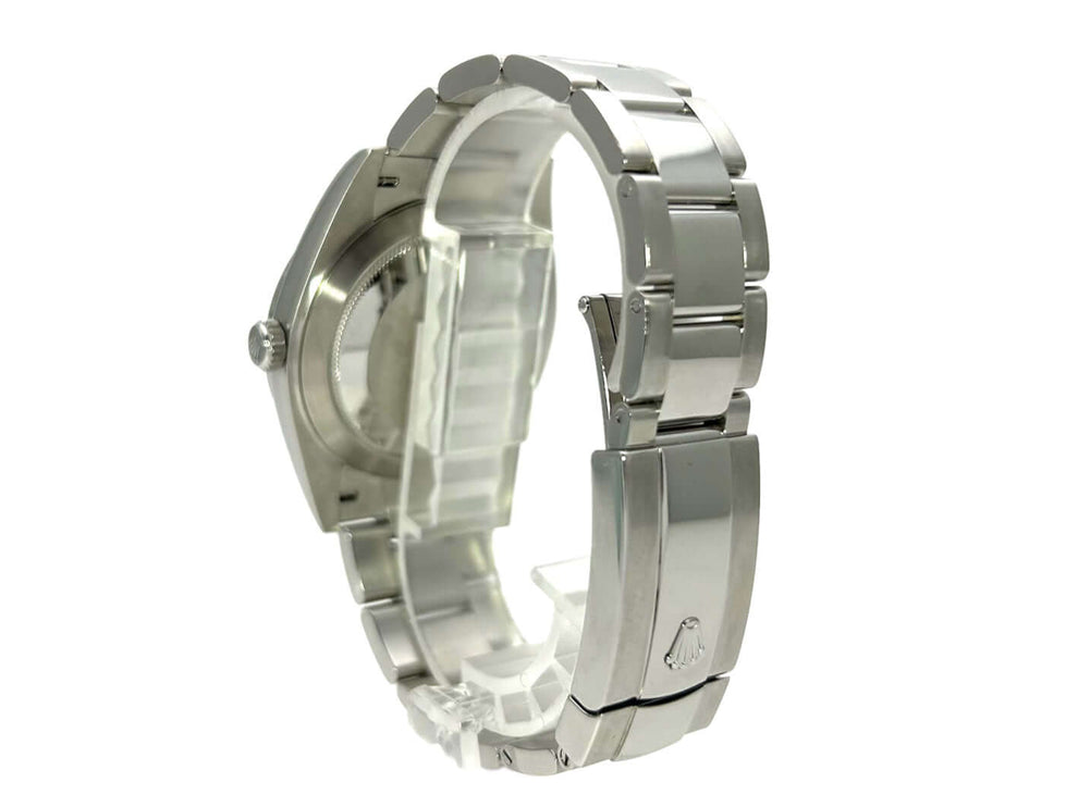 Rückseite Rolex Datejust 41 Edelstahl 126300 schwarz mit poliertem und satiniertem Oyster-Band, Faltschließe, Gehäuseboden und Lünette