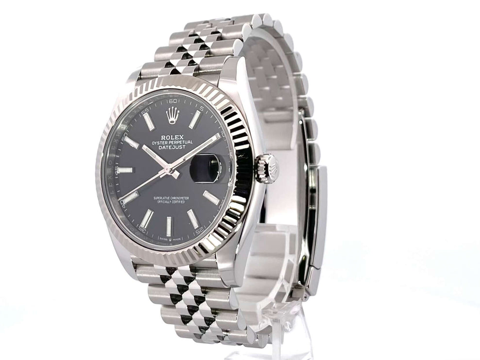 Rolex Datejust 41 Edelstahl 126300 Schwarz mit Jubile-Edelstahlband und schwarzem Zifferblatt aus dem Jahr 2020