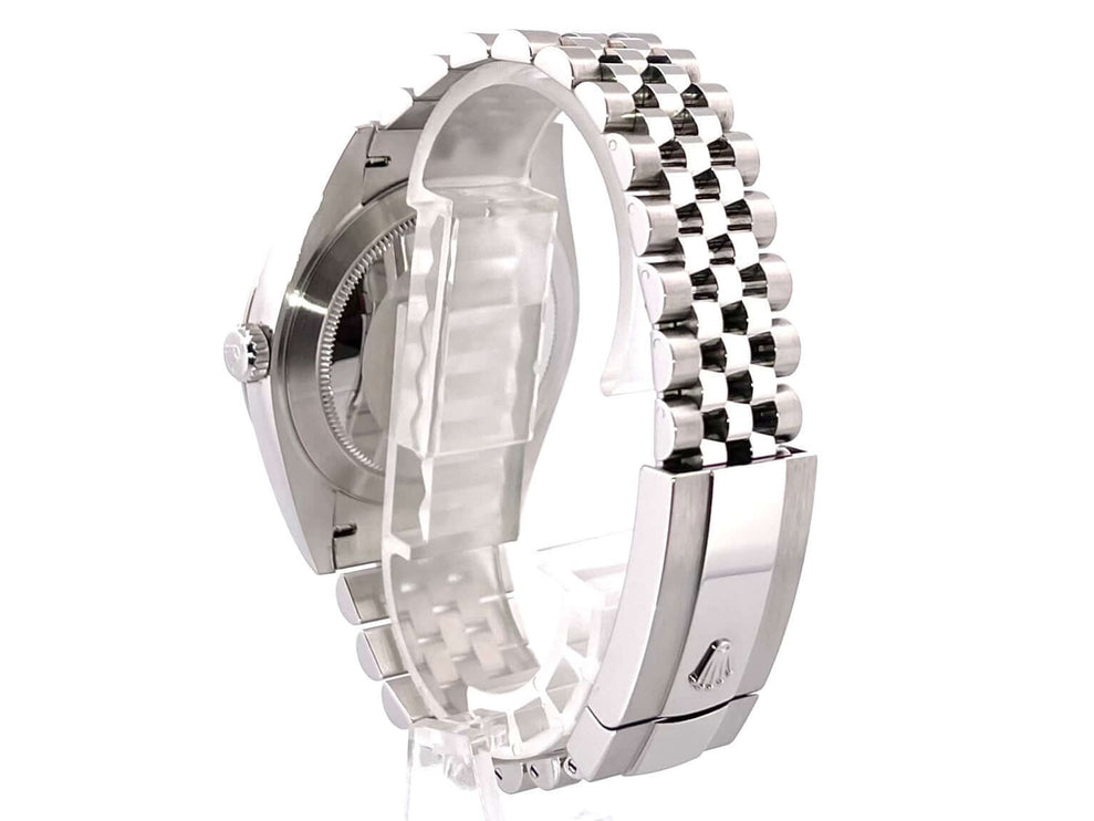 Rückseite Rolex Datejust 41 Edelstahl 126300 mit poliertem und satiniertem Jubile-Edelstahlband