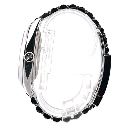 Rolex Datejust 41 Ref. 126300 seitliche Ansicht, Edelstahlgehäuse poliert und satiniert, Jubile-Band aus Edelstahl, luxuriöse Uhr.