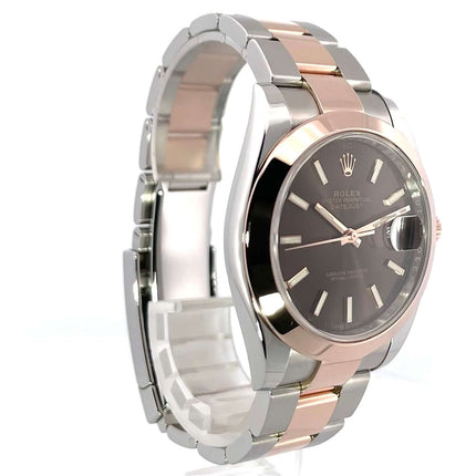 Rolex Datejust 41 Edelstahl Everose-Gold 126301 Schokoladen Zifferblatt, Edelstahlarmband, Automatikwerk, 41mm Gehäuse.