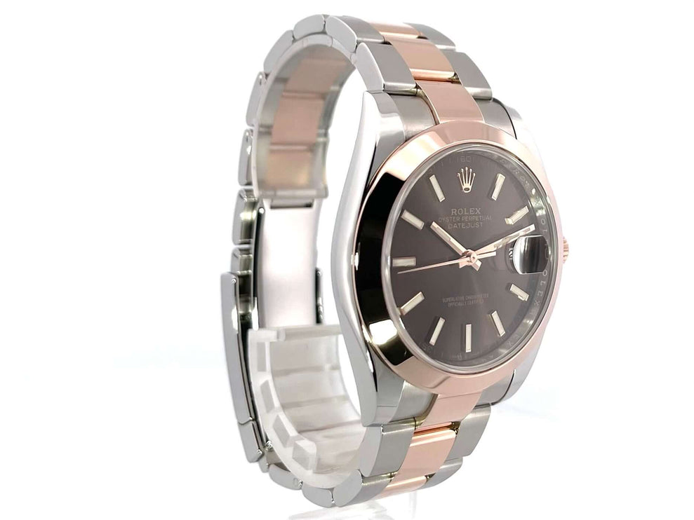 Rolex Datejust 41 Edelstahl Everose-Gold 126301 Schokoladen Zifferblatt, Edelstahlarmband, Automatikwerk, 41mm Gehäuse.