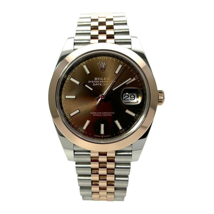 Rolex Datejust 41 Ref. 126301 Edelstahl Everose-Gold Choco Jubile-Band, Uhr mit 41 mm Gehäusedurchmesser, Schokoladen Zifferblatt, Automatikwerk