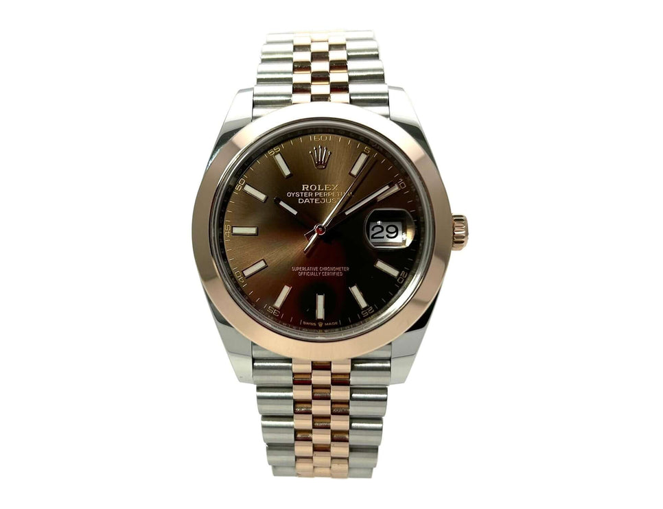 Rolex Datejust 41 Ref. 126301 Edelstahl Everose-Gold Choco Jubile-Band, Uhr mit 41 mm Gehäusedurchmesser, Schokoladen Zifferblatt, Automatikwerk