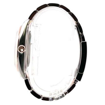 Seitansicht Rolex Datejust 41 Edelstahl Everose-Gold Ref. 126331 mit Oyster-Band und geriffelter Lünette