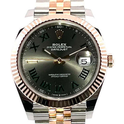 Rolex Datejust 41 Edelstahl Everose-Gold 126331 Schiefergrau Zifferblatt Jubile-Band, Gehäuse 41mm, römische Ziffern, 18 kt Gold Lünette
