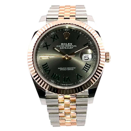 Rolex Datejust 41 Edelstahl Everose-Gold 126331 Slate Jubile-Band Zifferblatt Schiefergrau Römisch Uhr.