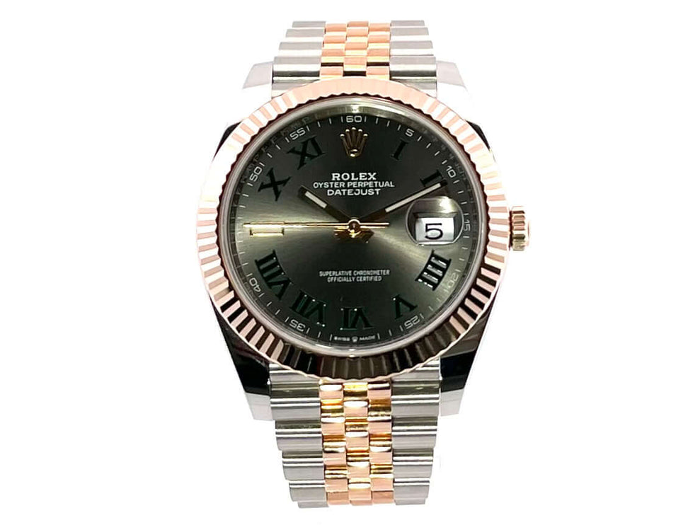 Rolex Datejust 41 Edelstahl Everose-Gold 126331 Slate Jubile-Band Zifferblatt Schiefergrau Römisch Uhr.