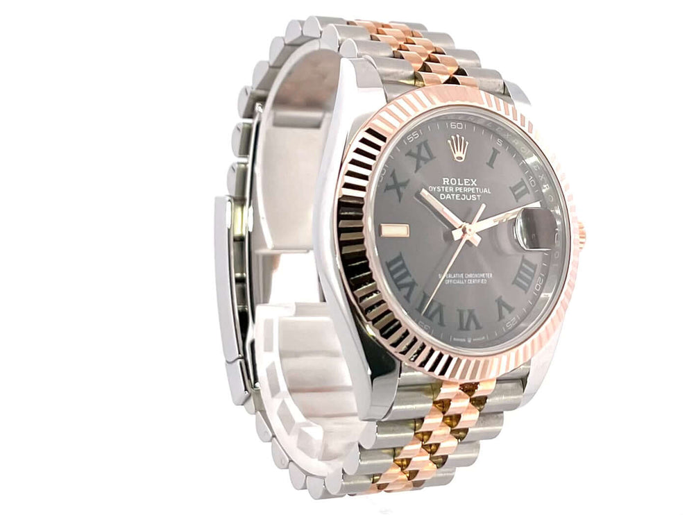 Rolex Datejust 41 Edelstahl Everose-Gold 126331, Schiefer Zifferblatt, Jubile-Band aus Edelstahl und 18 kt Everose-Gold, 2020 Modell.