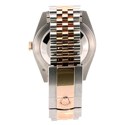 Rückansicht Rolex Datejust 41 Edelstahl Everose-Gold 126331 mit Jubile-Armband.