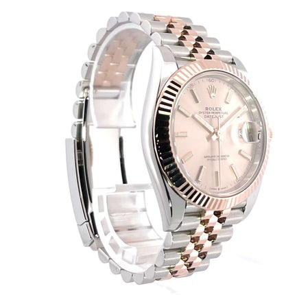 Rolex Datejust 41 Edelstahl Everose-Gold 126331 Sundust Zifferblatt, Jubile-Band, poliert und satiniert, 41 mm Gehäuse, automatische Uhr.