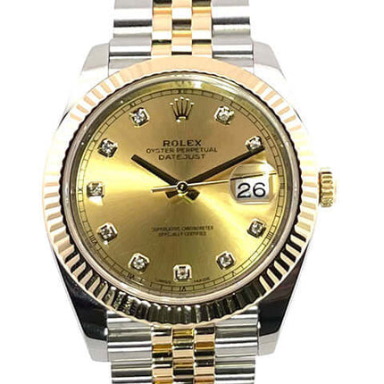 Rolex Datejust 41 Edelstahl Gelbgold 126333 Champagner Diamant Zifferblatt, Jubile-Band, 18 kt Gelbgold Lünette, Größe 41 mm, Automatikwerk.