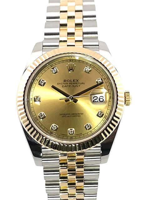 Rolex Datejust 41 Edelstahl Gelbgold 126333 Champagner Diamant Zifferblatt, Jubile-Band, 18 kt Gelbgold Lünette, Größe 41 mm, Automatikwerk.