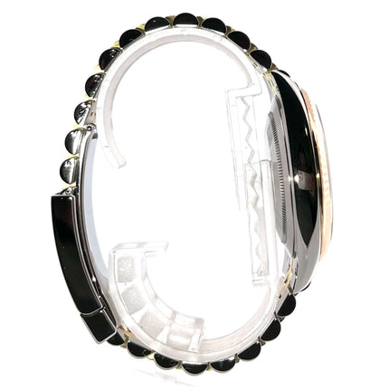 Rolex Datejust 41 Edelstahl Gelbgold 126333, Seitenansicht des polierten und satinierten Jubile-Armbands in Edelstahl und Gelbgold.