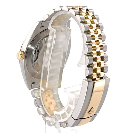 Rückansicht des Rolex Datejust 41 Edelstahl Gelbgold 126333 Champagner Diamant mit Jubile-Armband